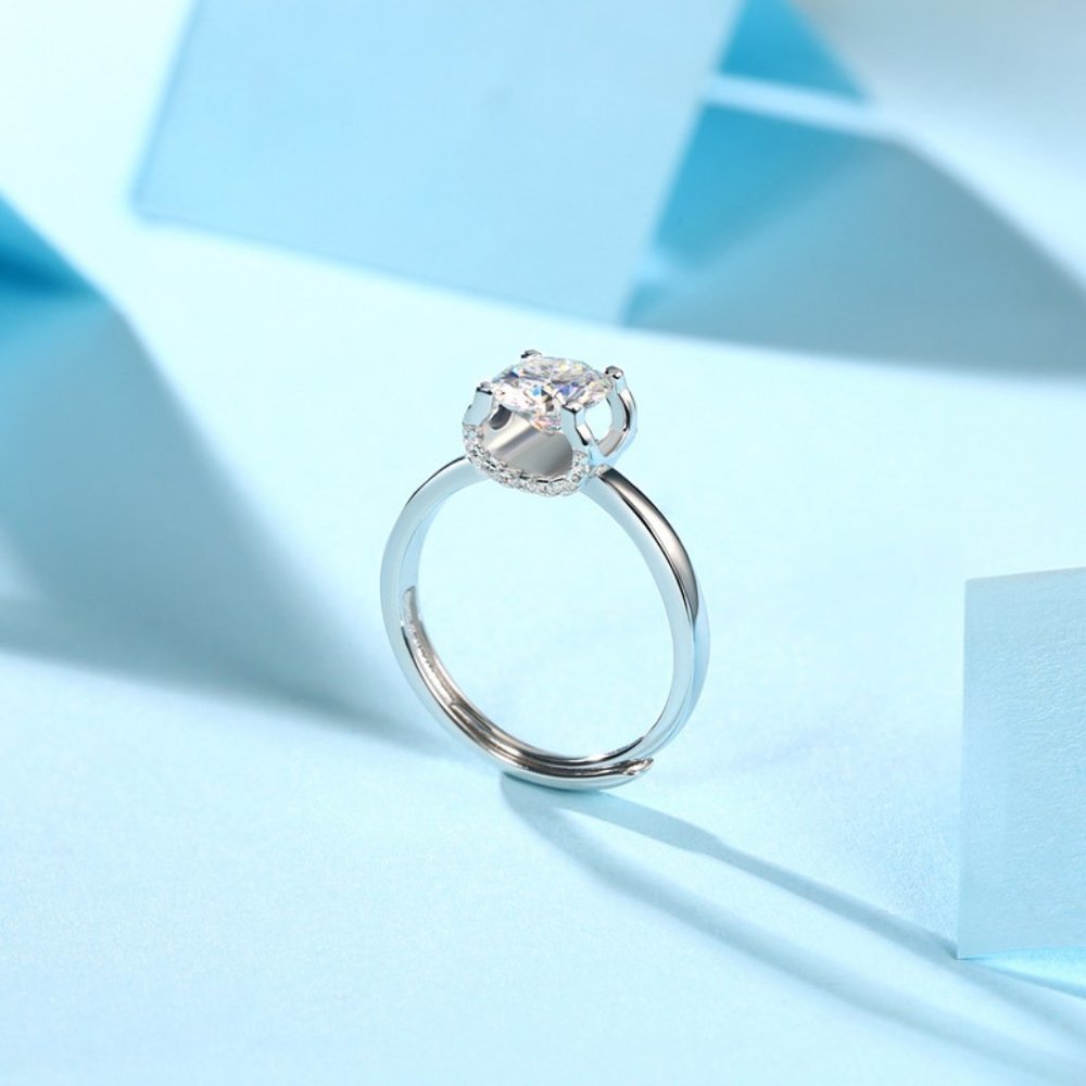Certified 3ct. t.w. Diamond Moissanite Engagement Ring NEW B - Picture 3 of 9